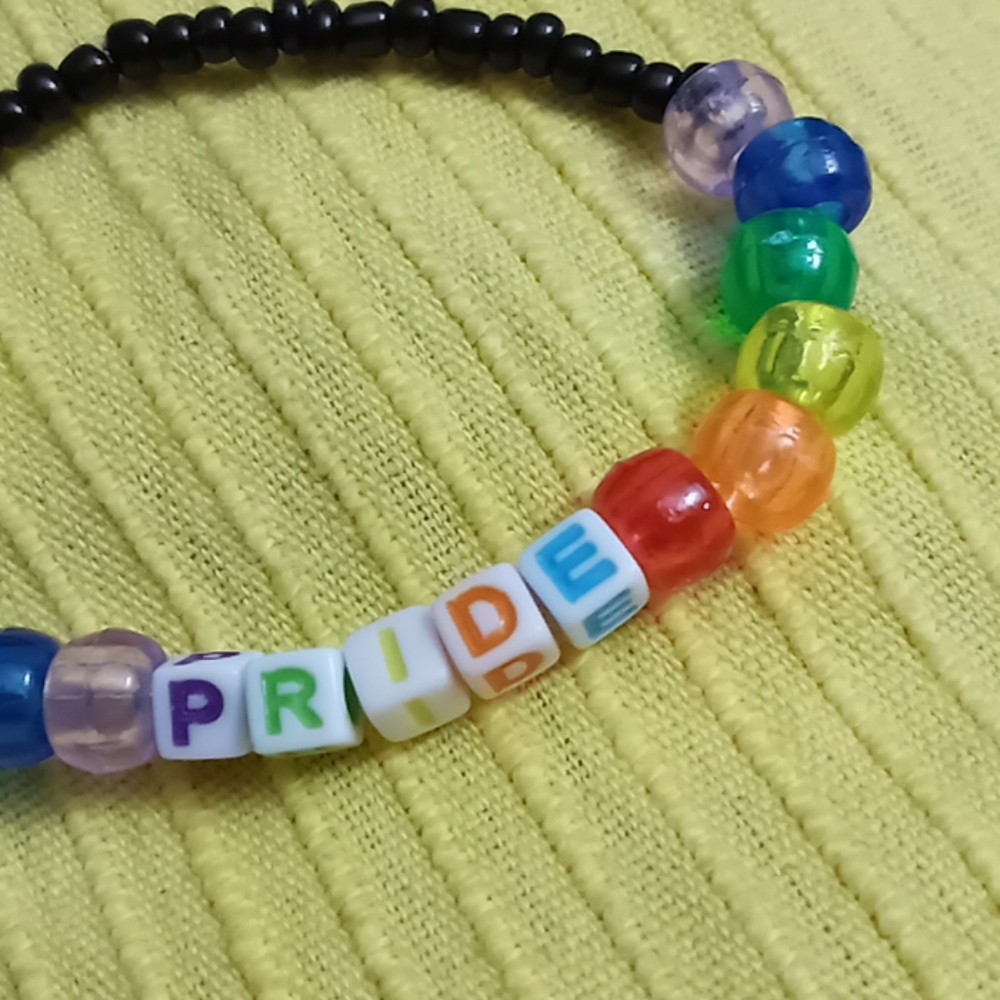 Hand crafted New Essential Pride logo rainbow LGBT bracelet